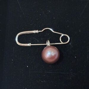 Pink/red Freshwater Pearl On Sterling Silver Paperclip Pendant